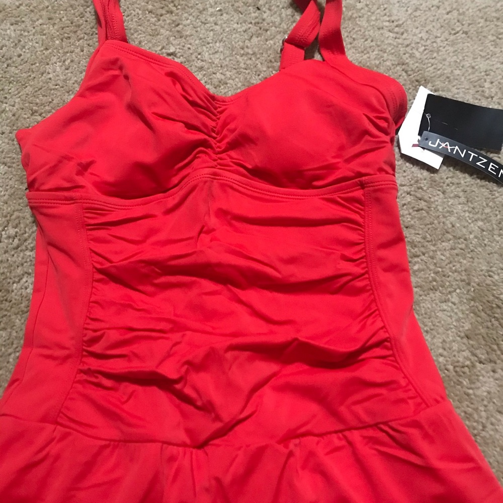 Jantzen red skirted swimsuit. Never wore with tag.